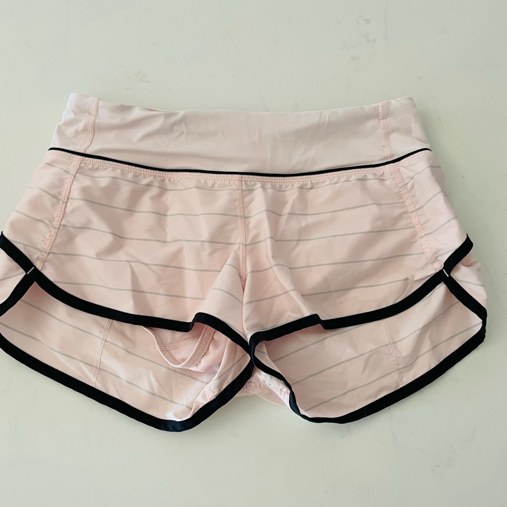 Light pink with gray stripes lululemon shorts size 4